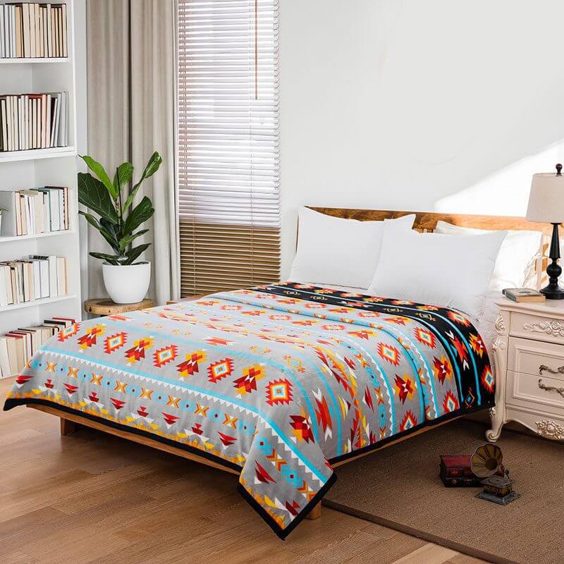 Silk Touch Reversible Blanket Queen with Brown and Beige Design