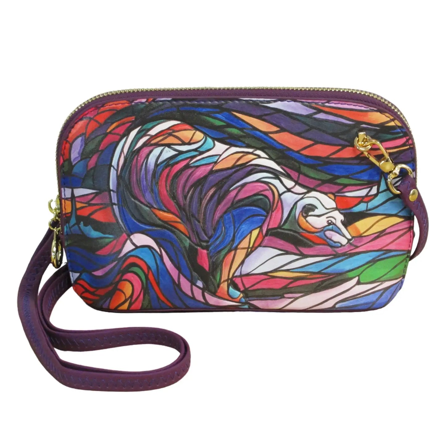Back view of Salmon Hunter crossbody bag