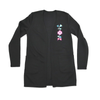 Black Indigenous Floral Cardigan with embroidered floral artwork front view