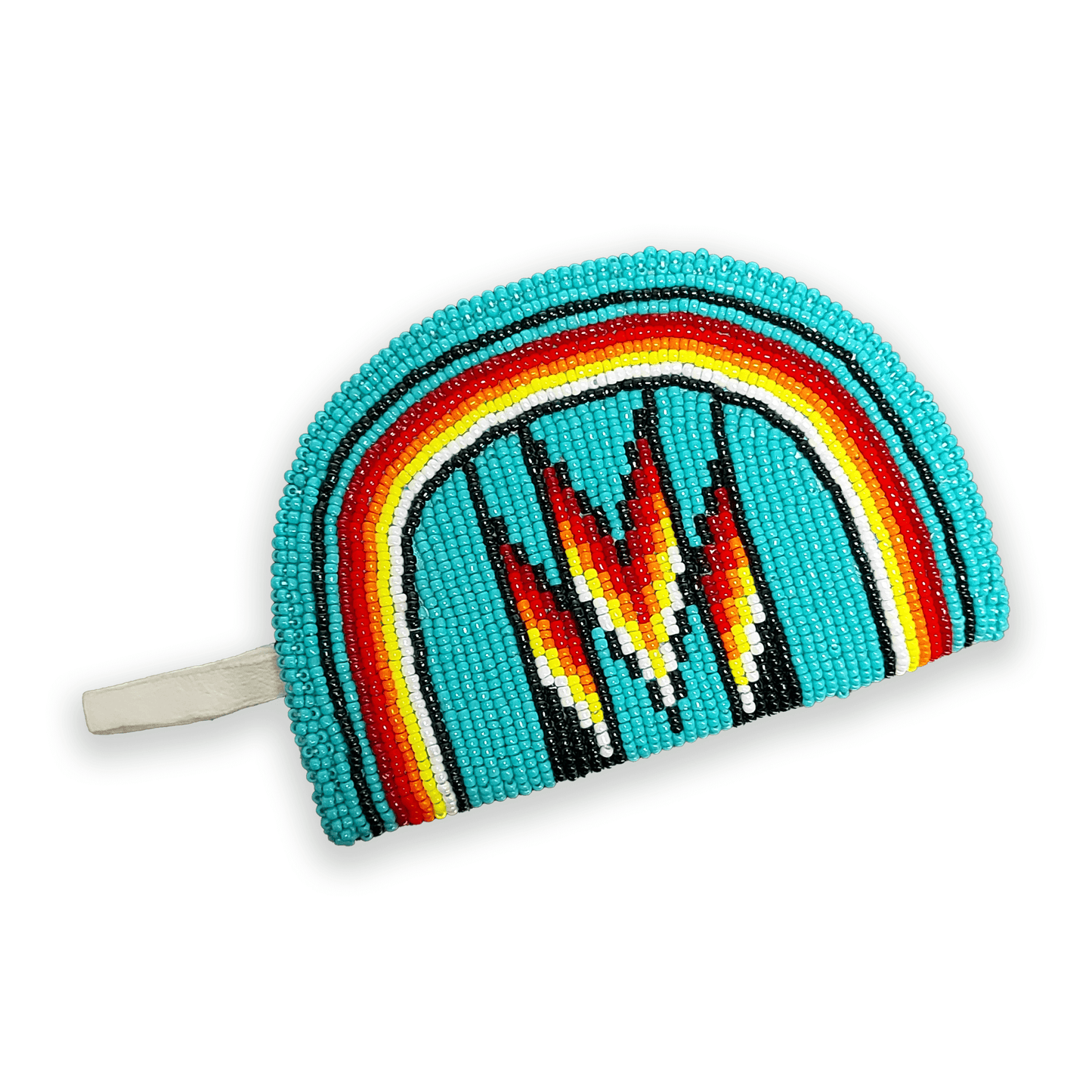 Rainbow Beaded Hard Coin Purse featuring intricate beading in vibrant colors and traditional Indigenous design.