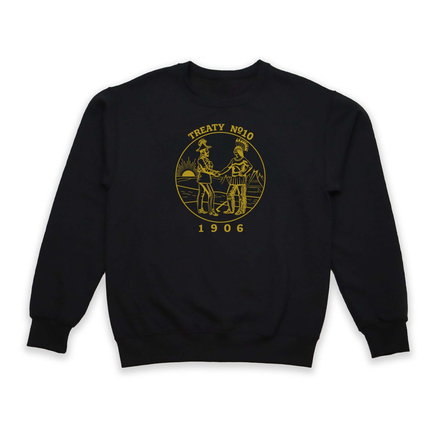 Black Treaty Medallion Sweatshirt with gold medallion design and year 1906