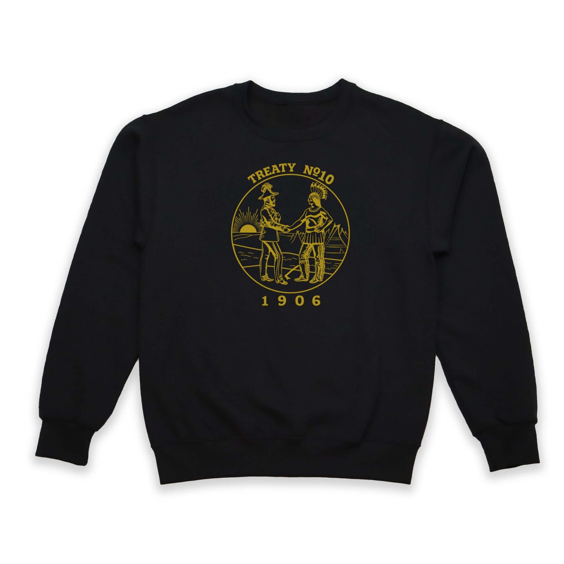 Black Treaty Medallion Sweatshirt with gold medallion design and year 1906
