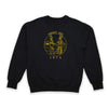Black Treaty Medallion Sweatshirt with gold medallion design and year 1874