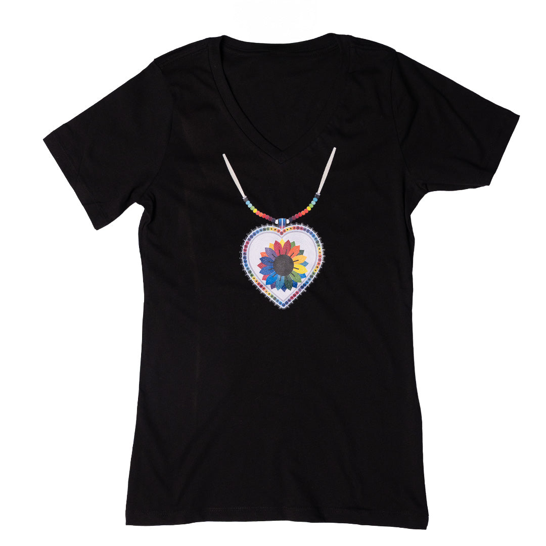 Beaded Heart Medallion Ladies Tee