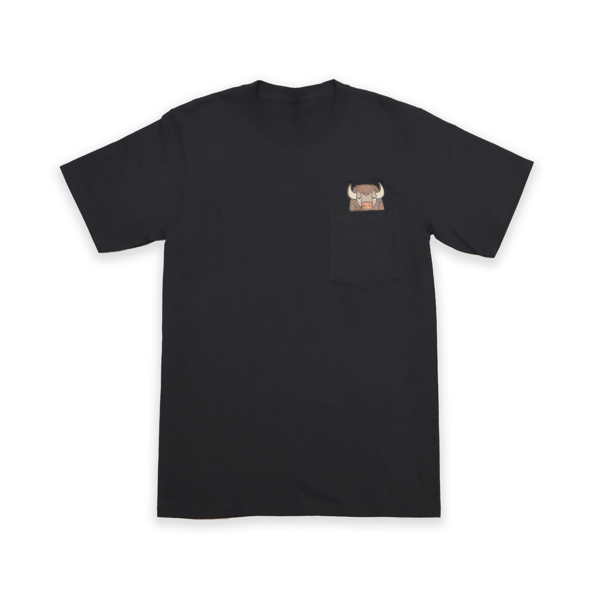 Black Bison In Pocket Tee flat lay with embroidered pocket detail