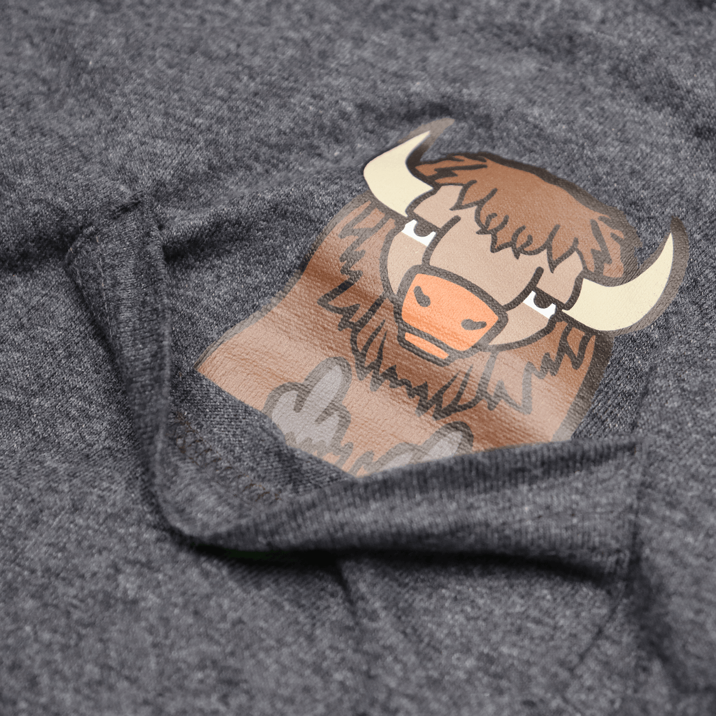 Bison In Pocket Tee close-up showing detailed bison pocket print