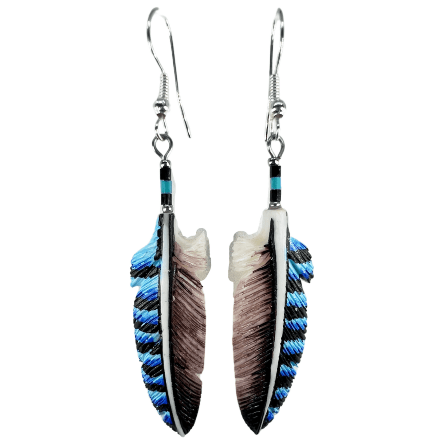 Split Feather - Carved Bone Earrings