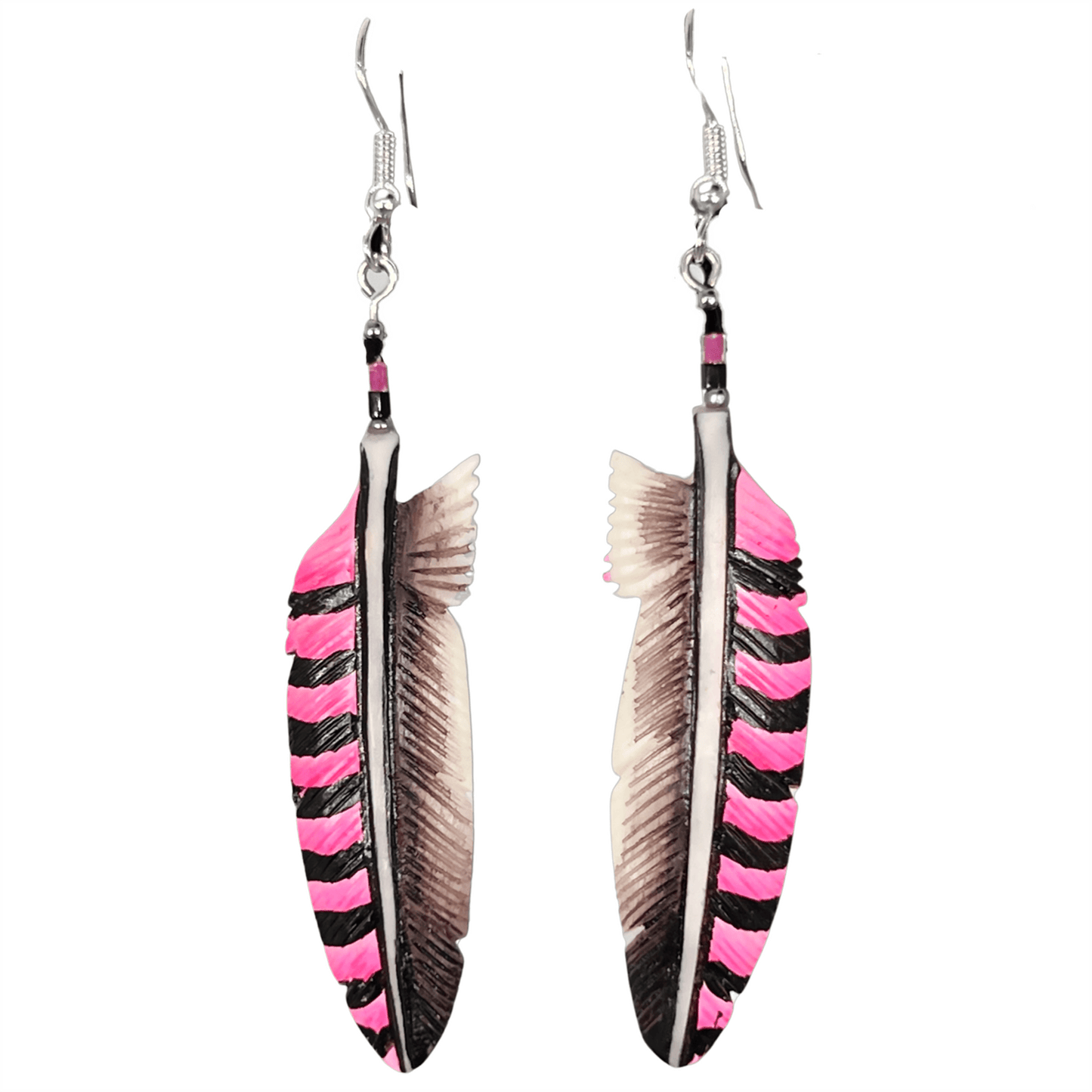 Split Feather - Carved Bone Earrings
