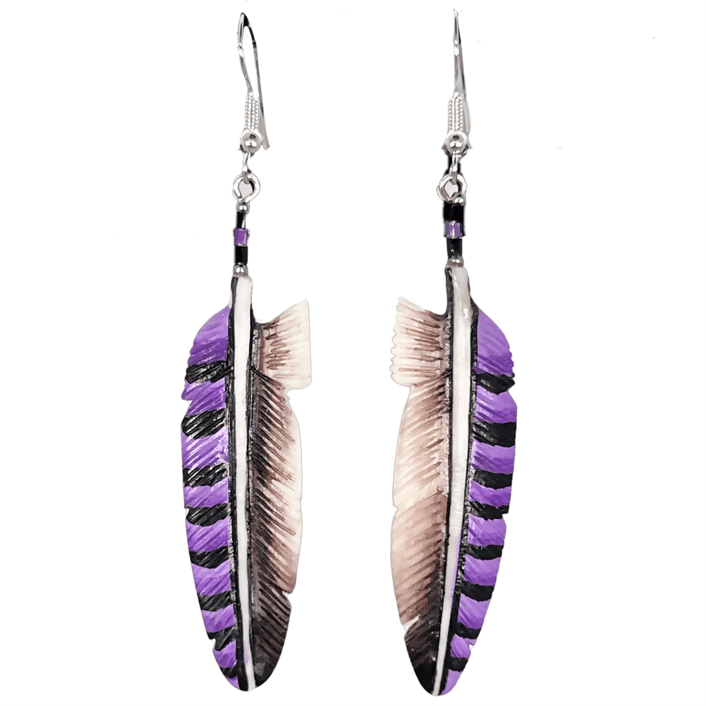 Split Feather - Carved Bone Earrings