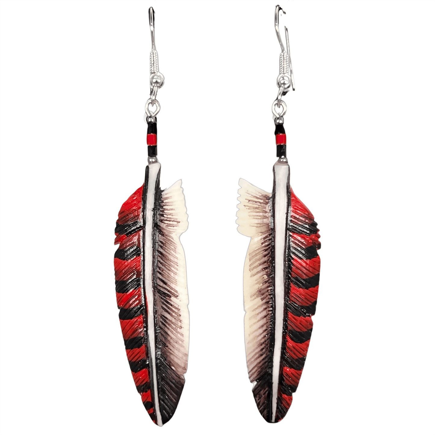 Split Feather - Carved Bone Earrings