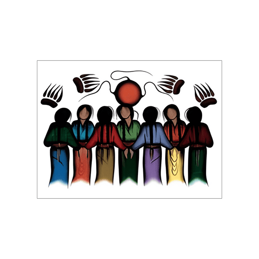 Community Strength Note Card featuring artwork by Cree artist Simone McLeod celebrating unity and cultural heritage.