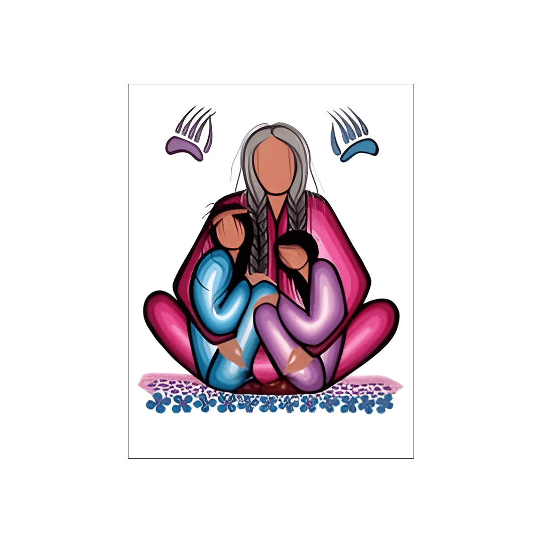 Family Strength Note Card featuring artwork by Cree artist Simone McLeod, celebrating family and cultural heritage.