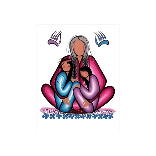 Family Strength Note Card featuring artwork by Cree artist Simone McLeod, celebrating family and cultural heritage.