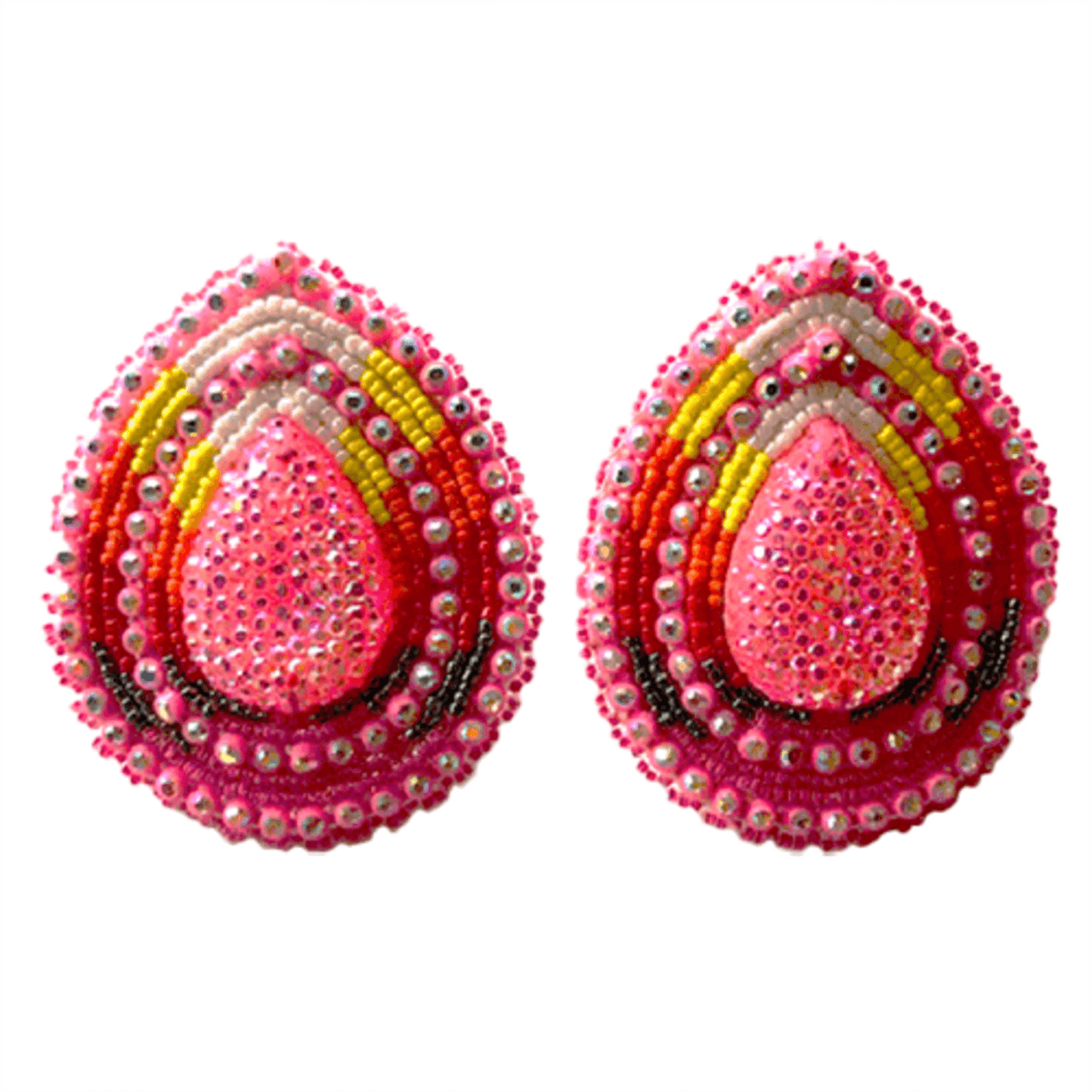 Teardrop - Glam Earrings designed with sparkling embellishments in vibrant pink shades.