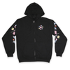 Black McPhee Floral Zip-Up Hoodie with Indigenous floral embroidery front view
