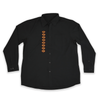 Black Men’s Navajo embroidered dress shirt with red stitching front view