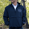 Navy Originals Tomahawk Windbreaker with embroidered tomahawk crest lifestyle photo outdoors