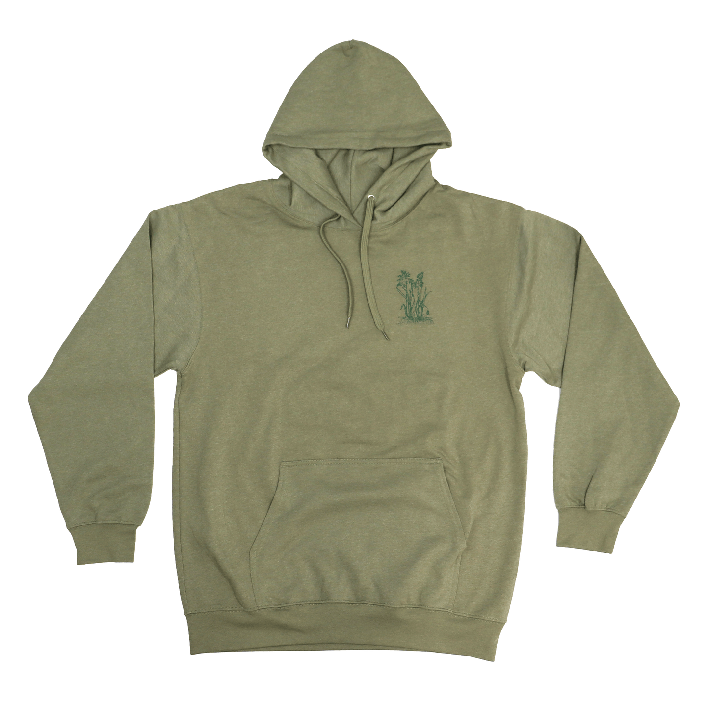 Front view of Sweetgrass Medicine Hoodie highlighting graphic design