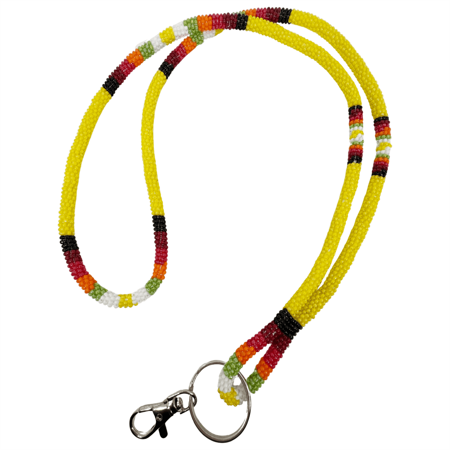 Wrapped Beaded Lanyard in vibrant colors with a secure clasp for carrying essentials.