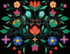 Petals of Ancestry - Diamond Art Kit floral design with vibrant colors and intricate patterns on a black background.