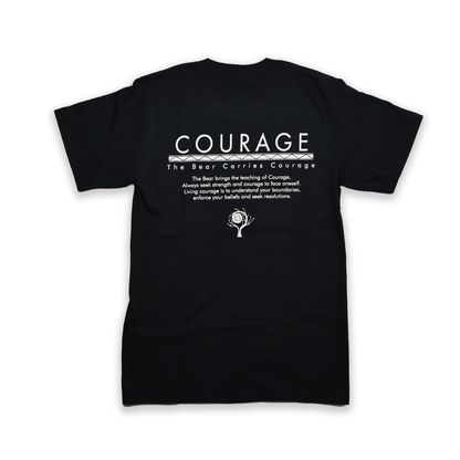 Black 7 Teachings Bear Tee with bear medicine wheel graphic front view