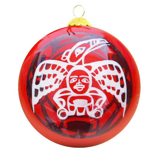 White Raven Glass Ornament