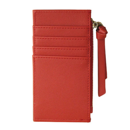 Red wallet with a strap on a white background