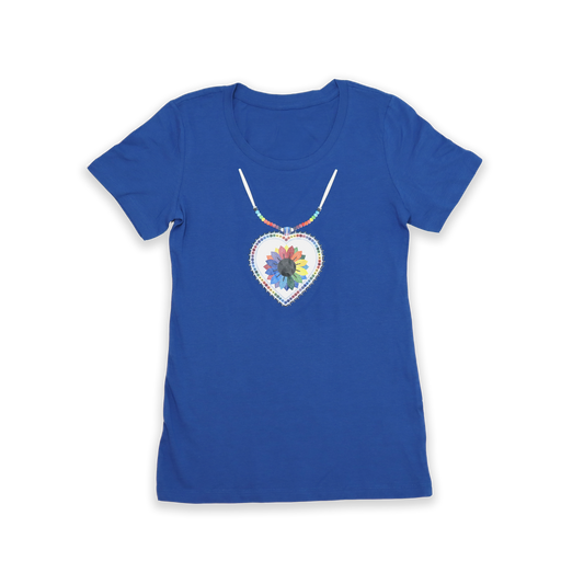 Beaded Heart Medallion Ladies Tee