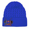 Breath of Life Embroidered Knitted Hat in vibrant blue with intricate embroidery design.