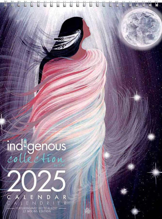Cover of 12 Moons 2025 Indigenous calendar featuring moon-inspired art