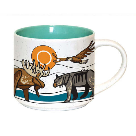 Ceramic coffee mug with All My Relatives Indigenous artwork, perfect gift
