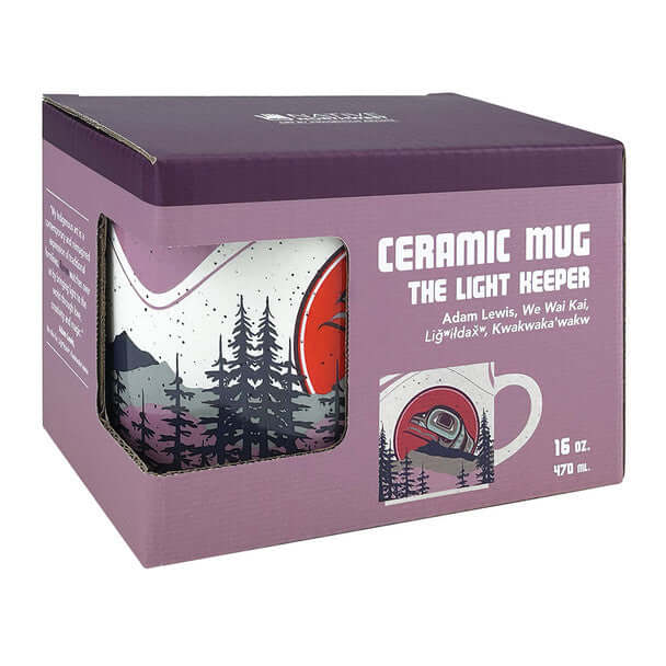 Ceramic mug The Light Keeper with matching gift box featuring Indigenous design