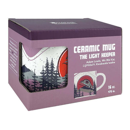 Ceramic mug The Light Keeper with matching gift box featuring Indigenous design