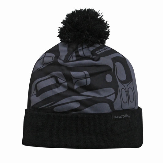 Eagle Freedom Winter Thermal Hat with Orca design by Francis Dick, featuring a pom-pom and double-layer construction.