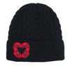 Eagle Heart Embroidered Knitted Hat featuring a braided knit and symbolic eagle crest design by Roy Henry Vickers.