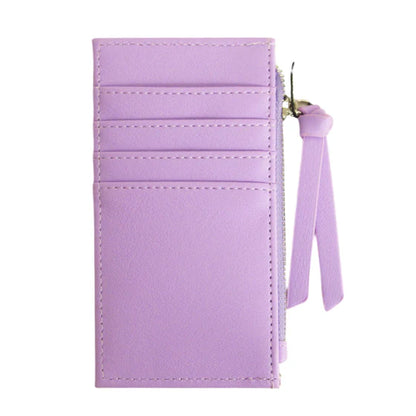Purple cardholder with strap on a white background