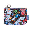 Colorful pouch with abstract design on a white background