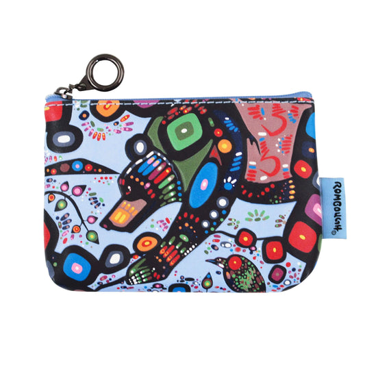 Colorful pouch with abstract design on a white background