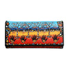 Colorful wallet with artistic design of hands and trees on a white background