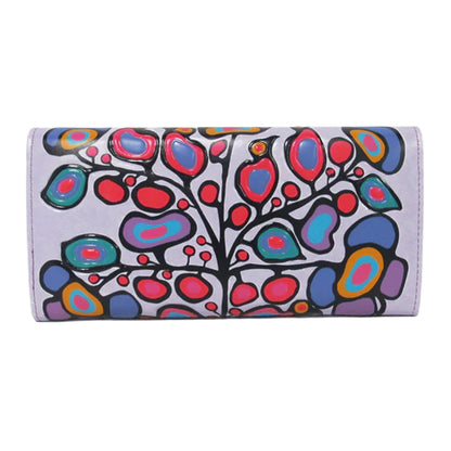 Colorful wallet with abstract design on a white background
