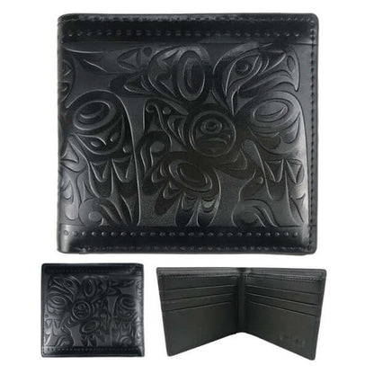 Salish Eagle - Embossed Wallet with Indigenous artwork, showing both exterior and interior compartments.