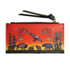 Hand-painted wallet with nature-themed design on a white background
