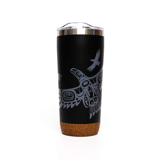 Soaring Eagle Cork Base Travel Mug featuring a stylish design with a cork base and insulated stainless steel.