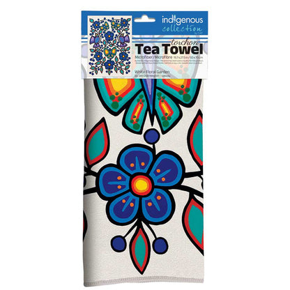 White Floral Garden Microfiber Tea Towel