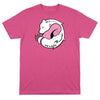 Be a Buddy, Not a Bully - Pink Shirt Day 2026 Unisex Tee in vibrant pink with a colorful graphic design.