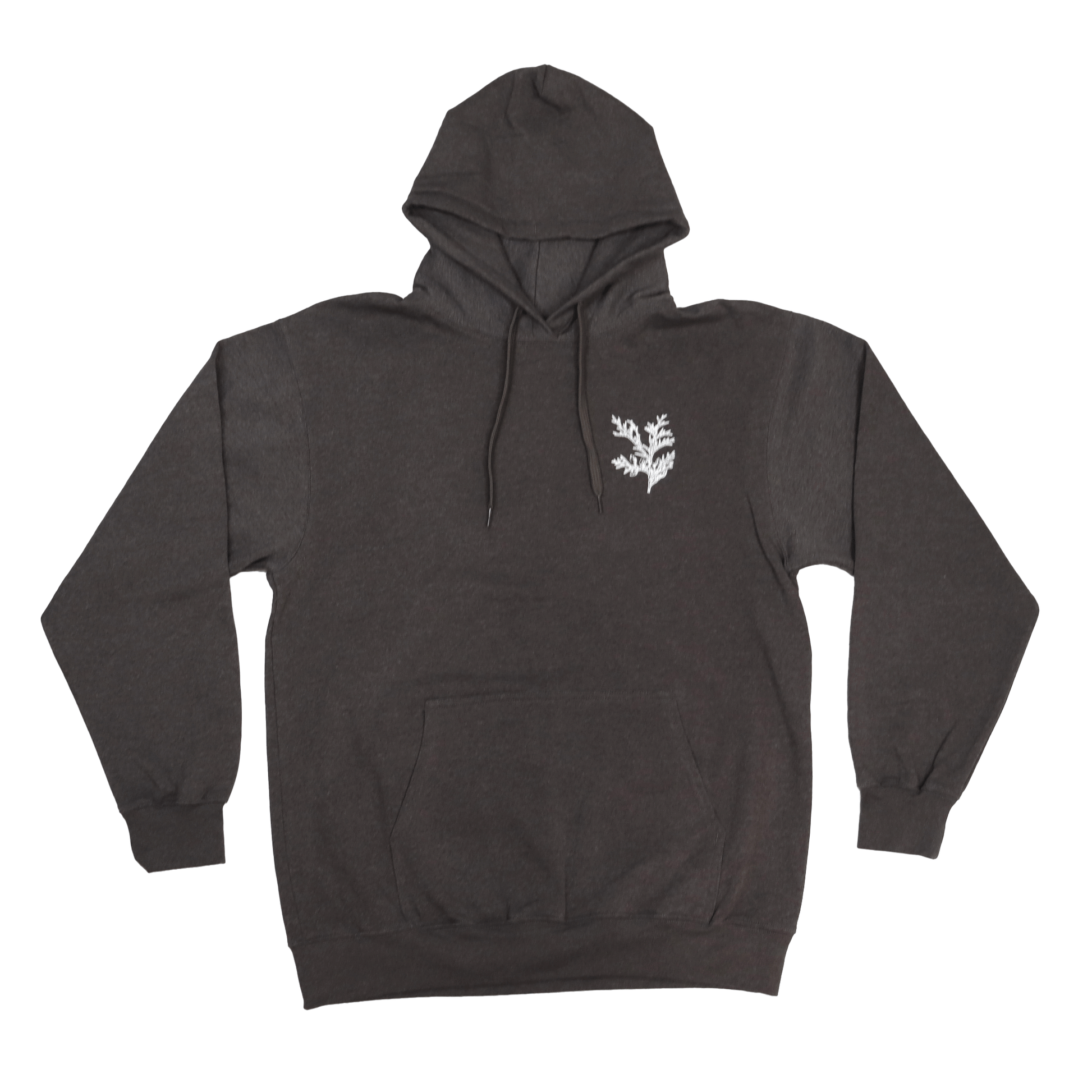 Front view of Cedar Medicine Hoodie with symbolic chest artwork