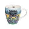 Colorful mug with bear design and 'Somers' branding on a white background