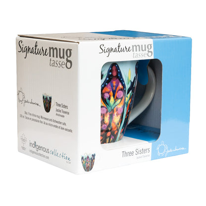 Colorful mug in a 'Signature mug' packaging box on a white background