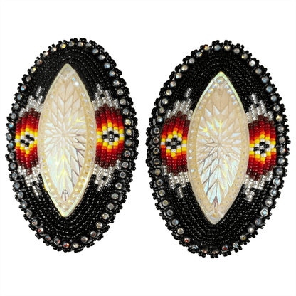 Beaded glam eye earrings in black Indigenous handmade jewelry