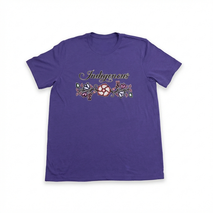 Indigenous Floral Tee in purple featuring a unique floral design and comfortable fit, perfect for casual wear.